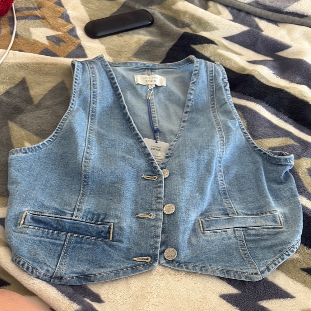 Love Tree Light Blue Denim Vest